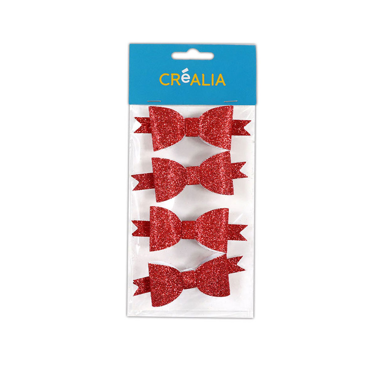 4 nœuds- rouge pailleté - 8 cm - Créalia