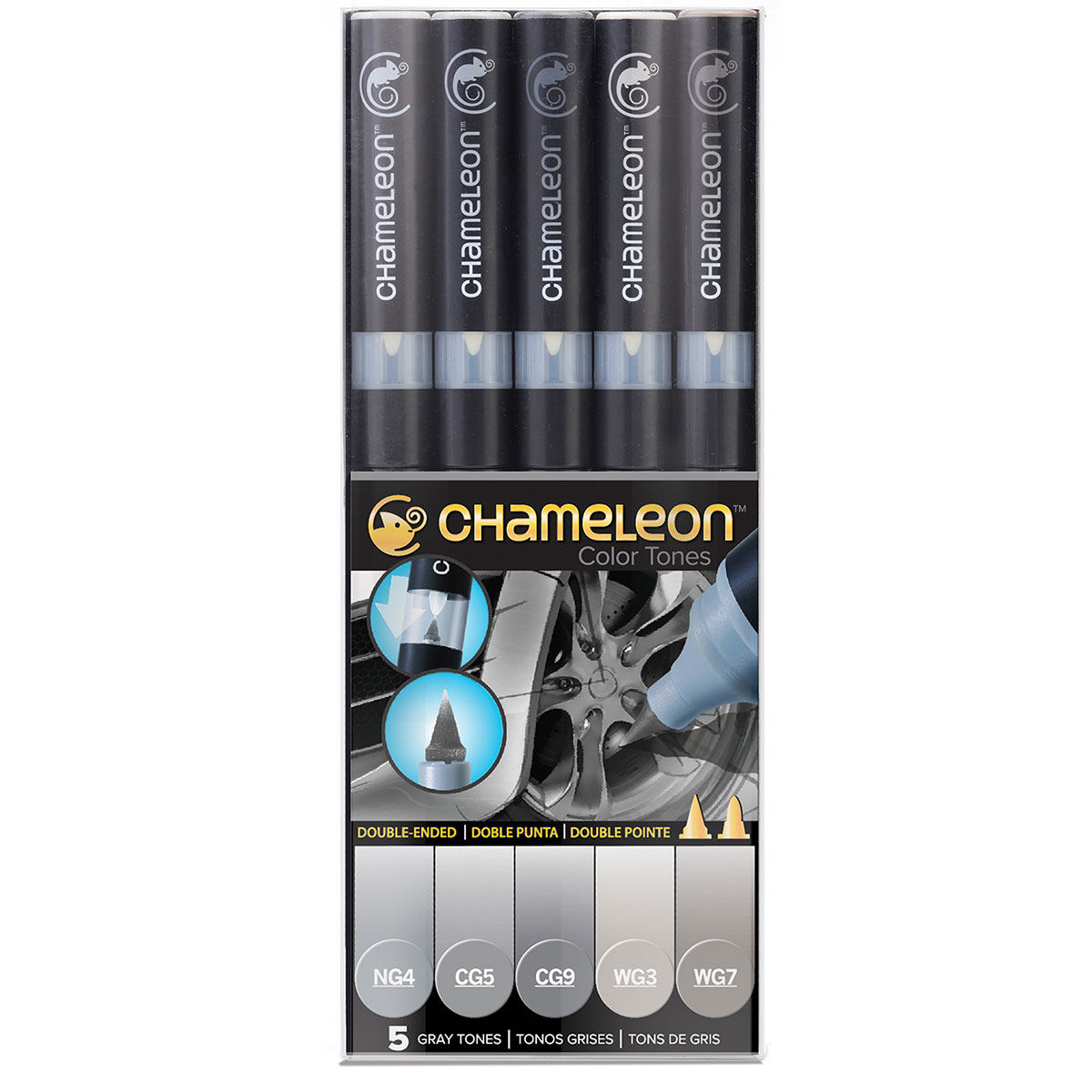 Set 5 marqueurs Chameleon - Tons gris