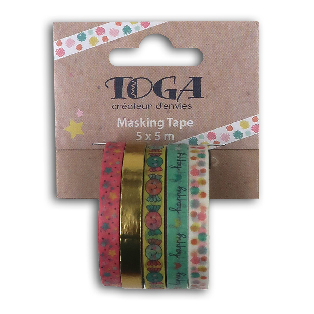 Set 5 masking tape Happy life - 5 m