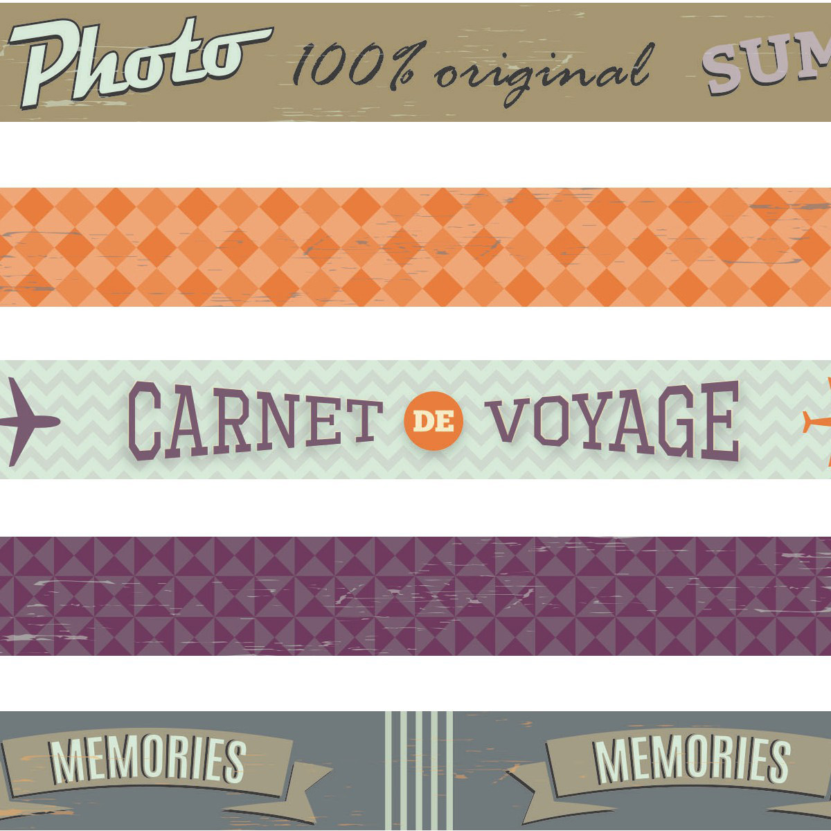 Set 5 rouleaux masking tape - Sweet Memories - 15mm x 5 m