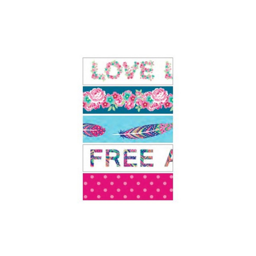 Set 5 rouleaux masking tape - Wild Free Love - 15mm x 5 m