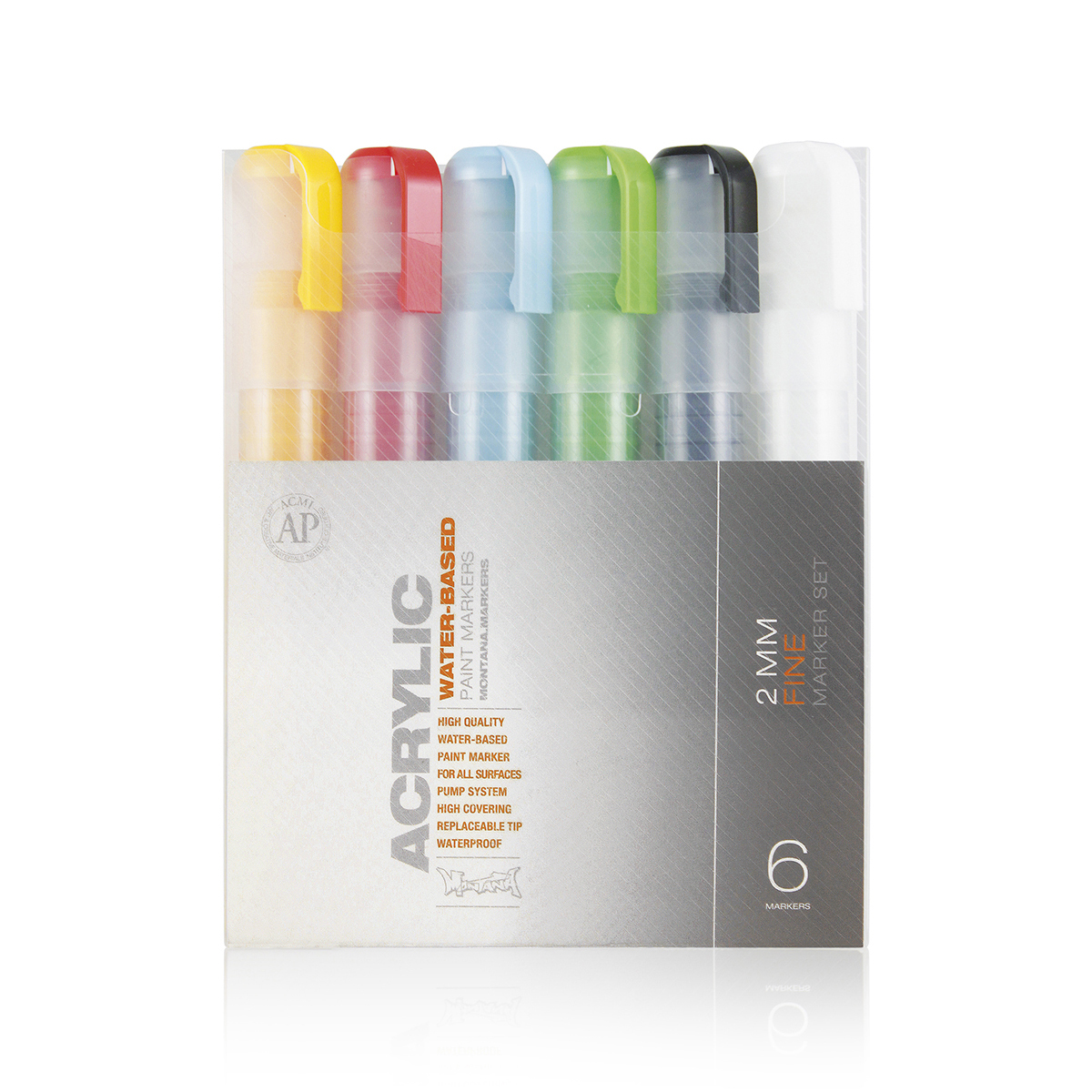 Pochette de 6 Markers Acrylic Fins 2mm - Montana