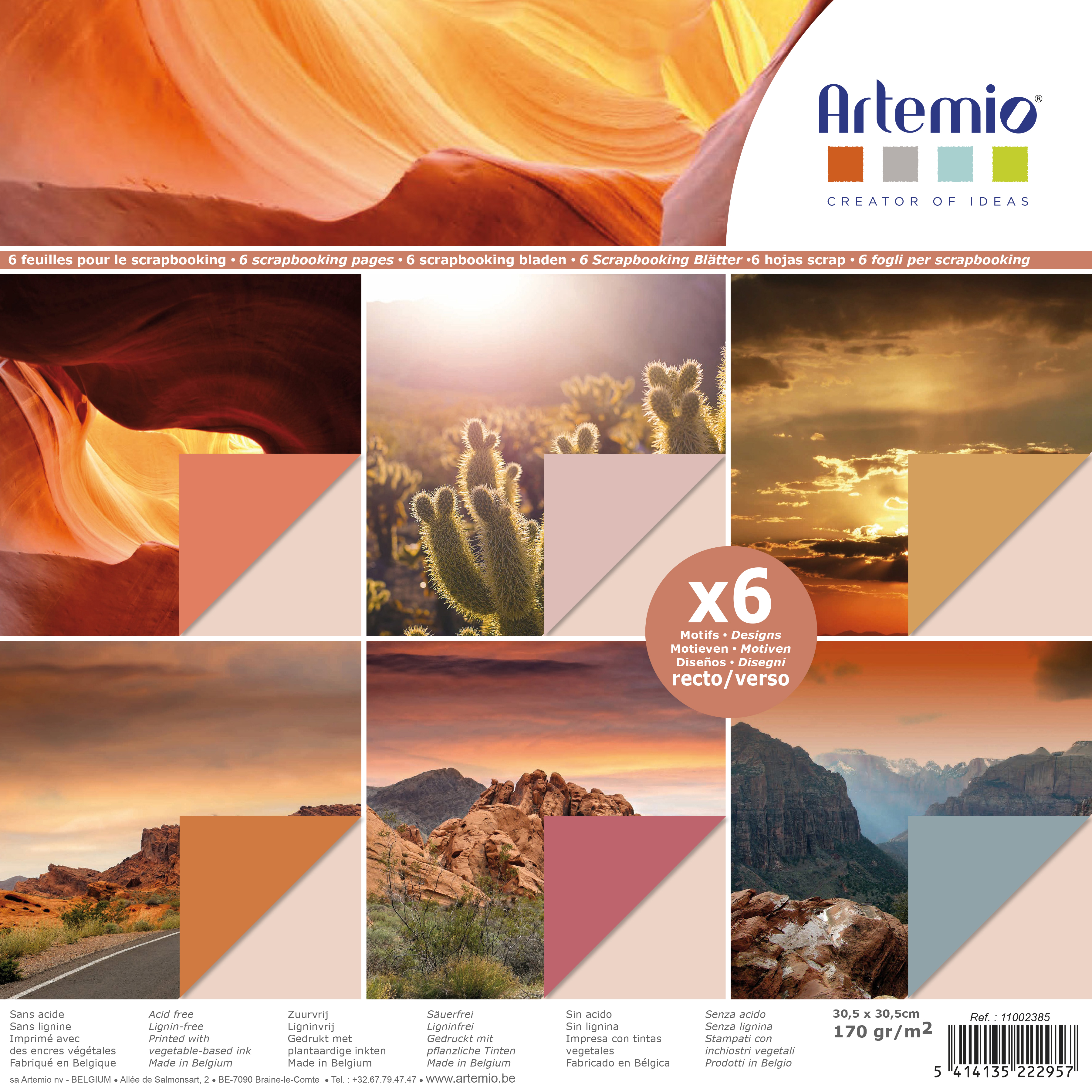 Bloc 6 papiers recto verso désert - 30x30 cm