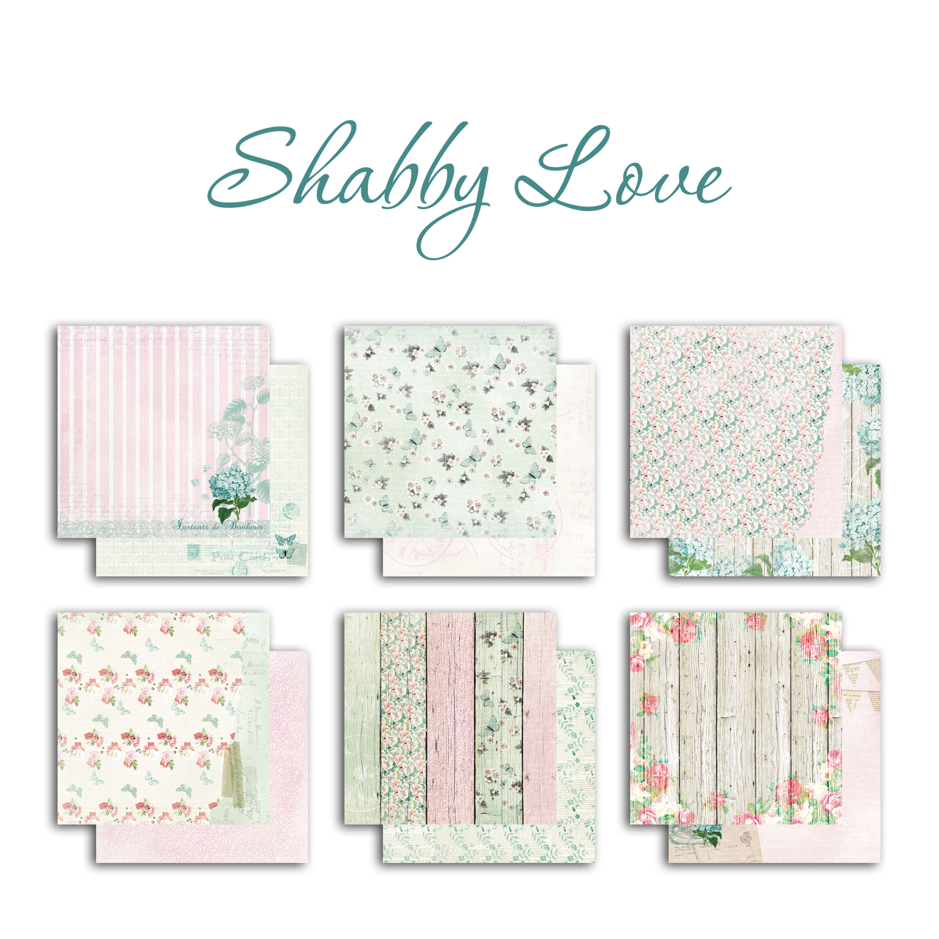 6 feuilles 30x30 cm - SHABBY LOVE