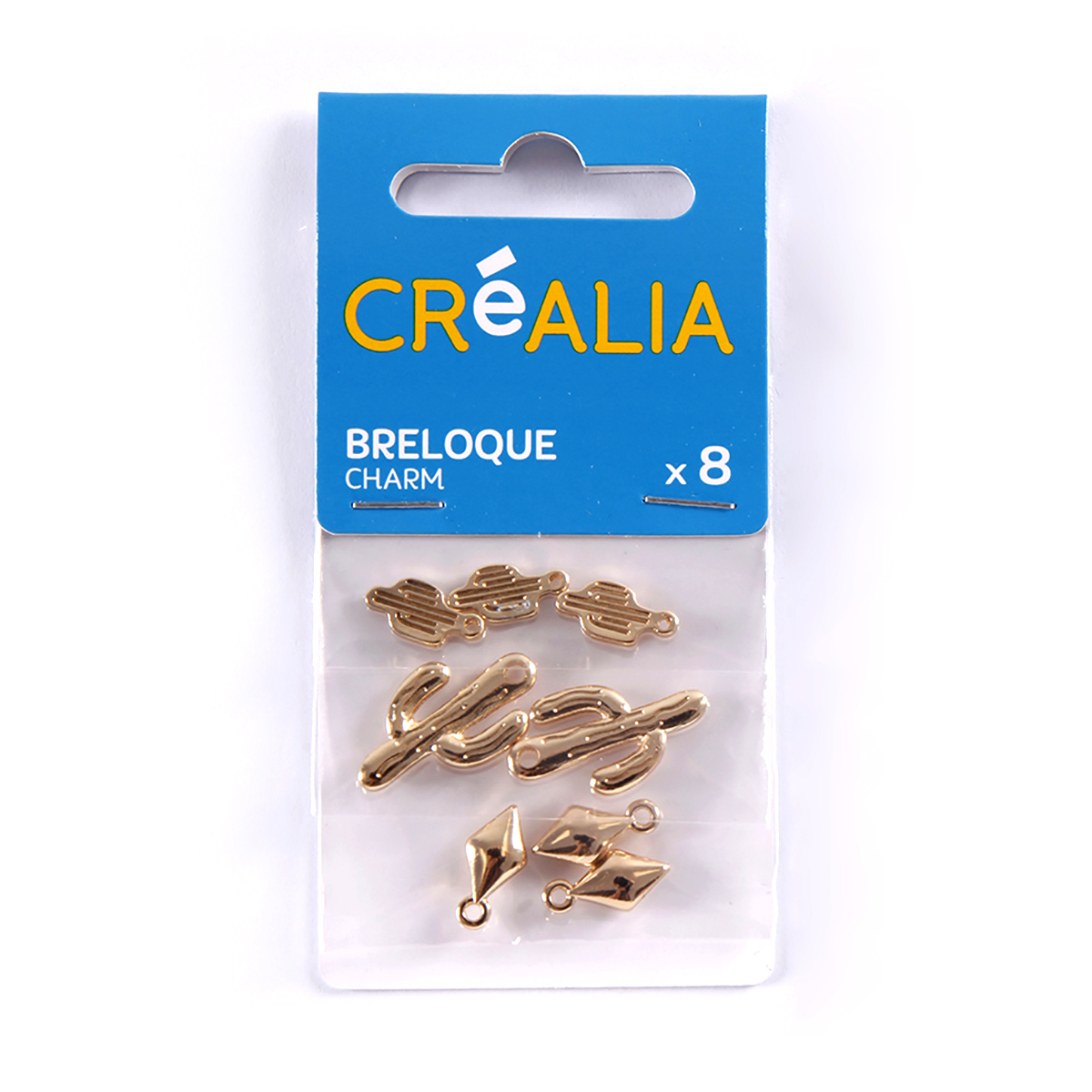 8 breloques dorées « cactus et losanges » - Créalia