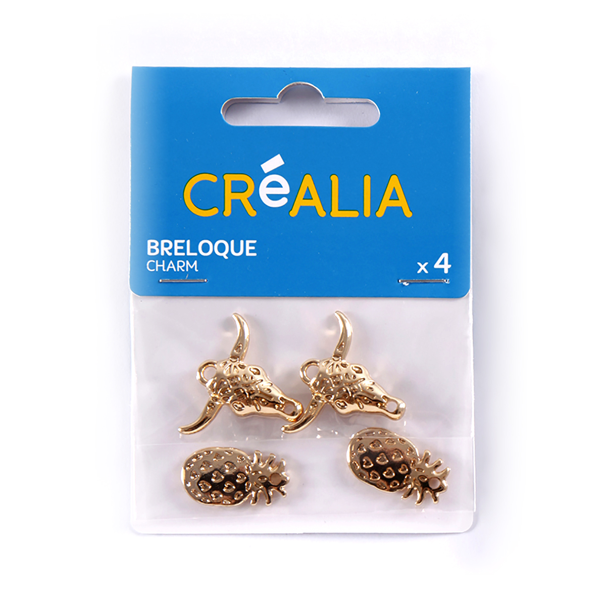 4 breloques dorées « buffles et ananas » - Créalia