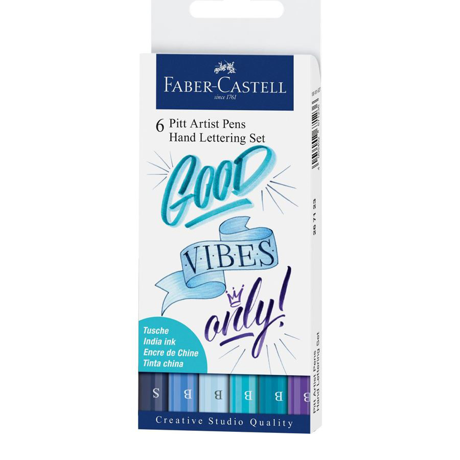 6 stylos Artist Pen letterage India Ink - bleu