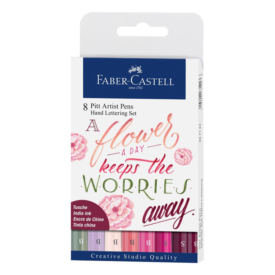 8 stylos Artist Pen Pitt Letterage India Ink - rose