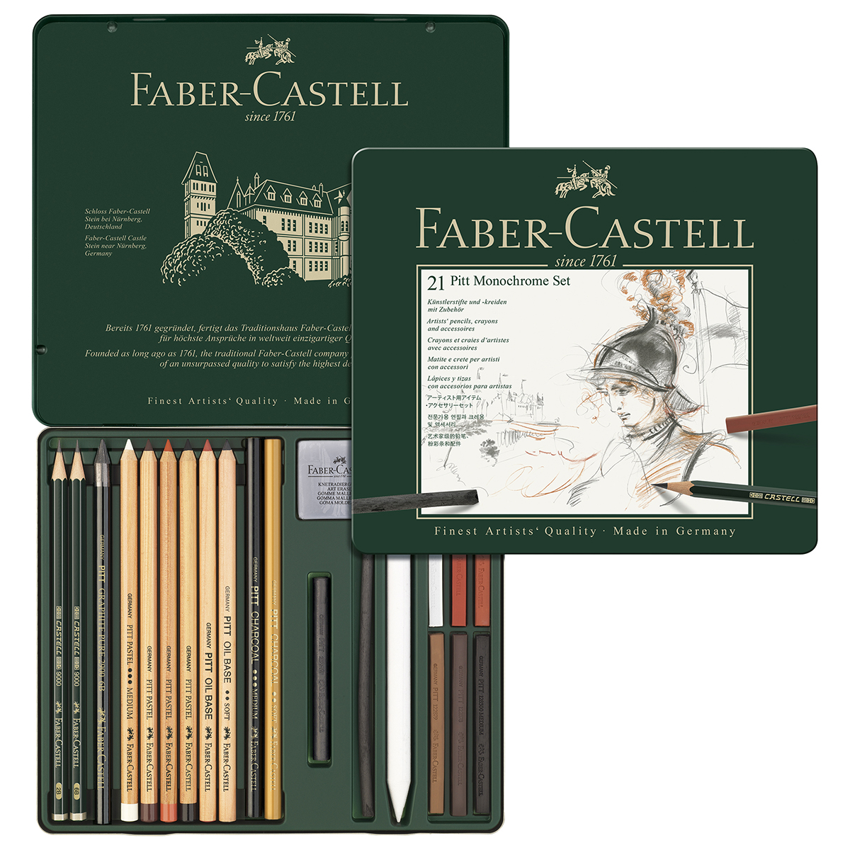 Set Pitt Monochrome 21 pièces Boite Métal - Faber Castell