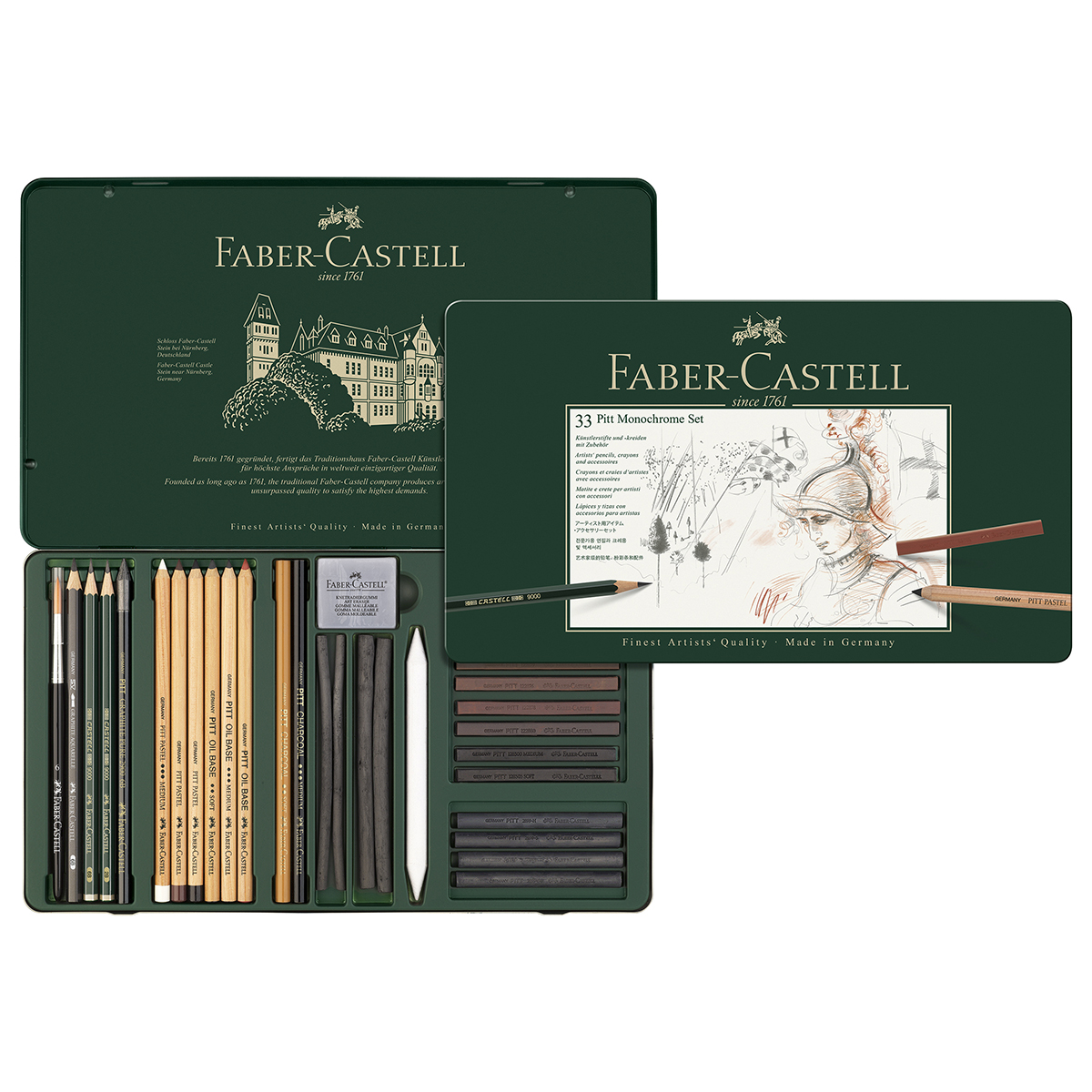 Set Pitt Monochrome 33 pièces boite Métal - Faber Castell