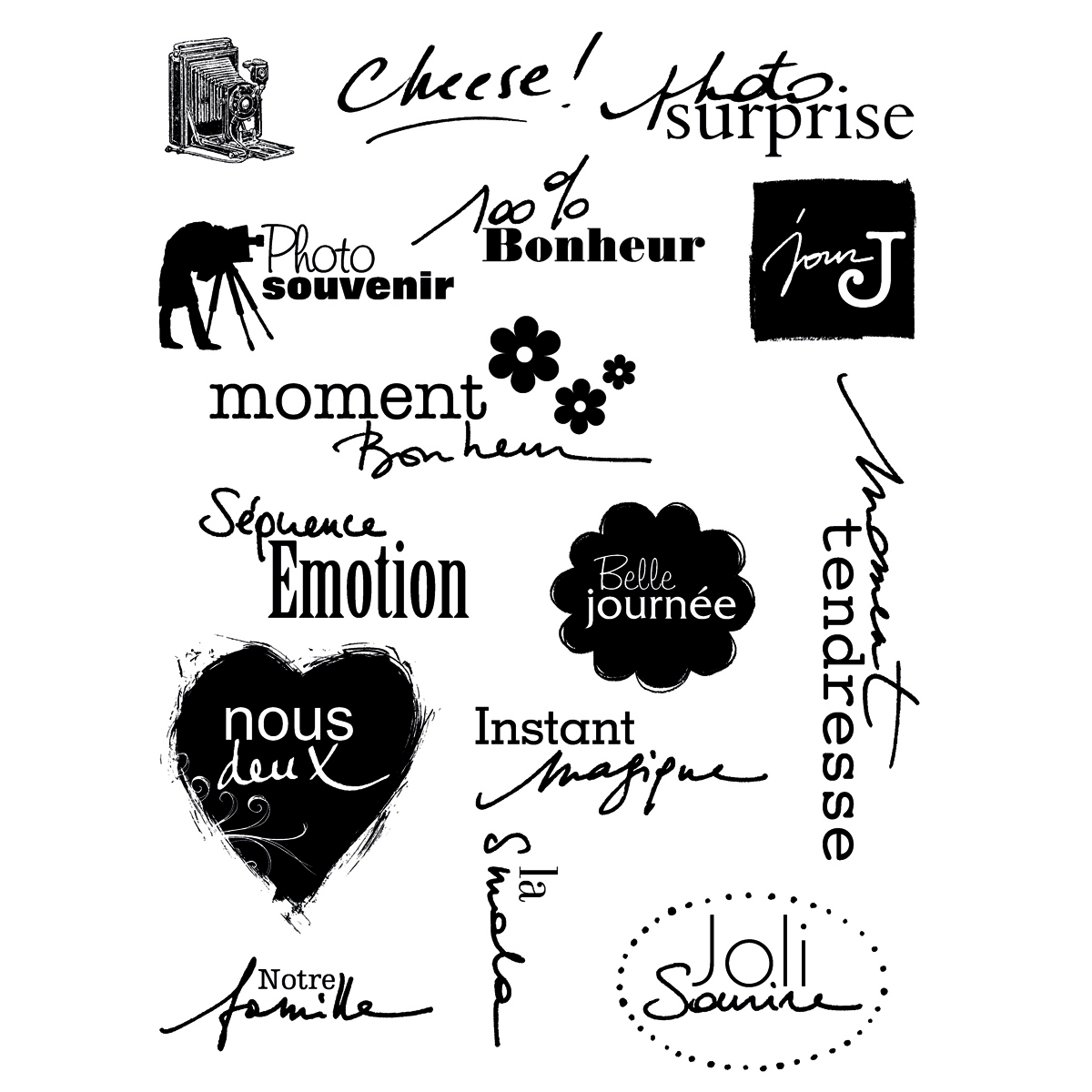 15 tampons clear stamp - souvenirs 