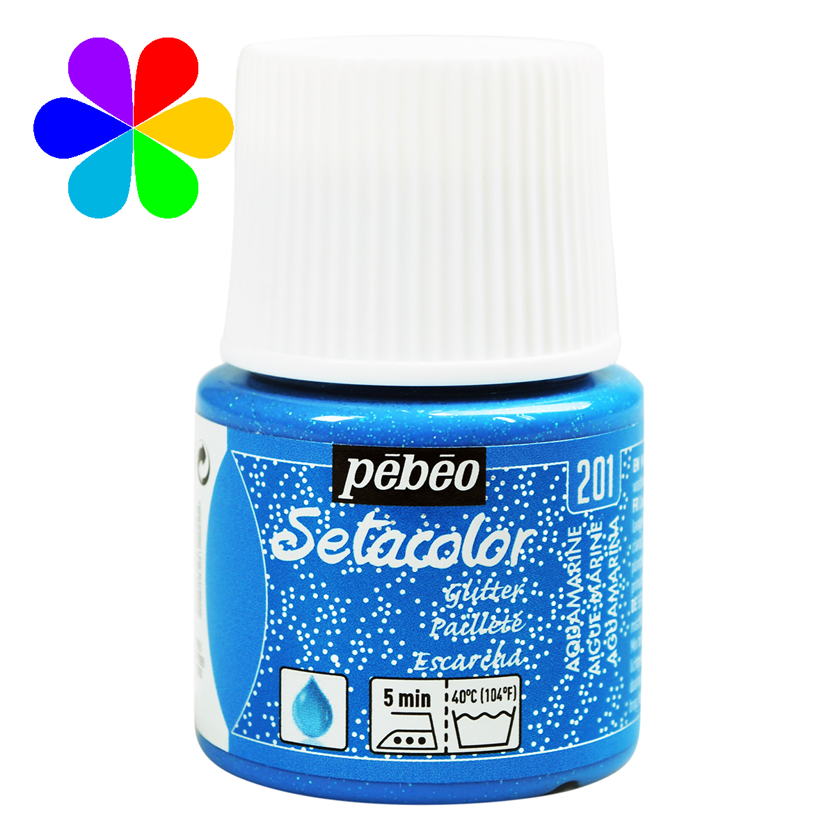 Peinture pour tissu - Setacolor - Bleu Aigue Marine Pailleté - 45 ml - Pébéo