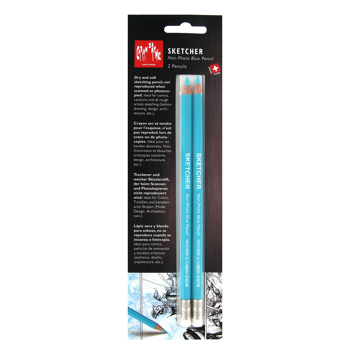 Lot de 2 crayon Sketcher / Non-Photo Blue Pencil - Caran d'Ache