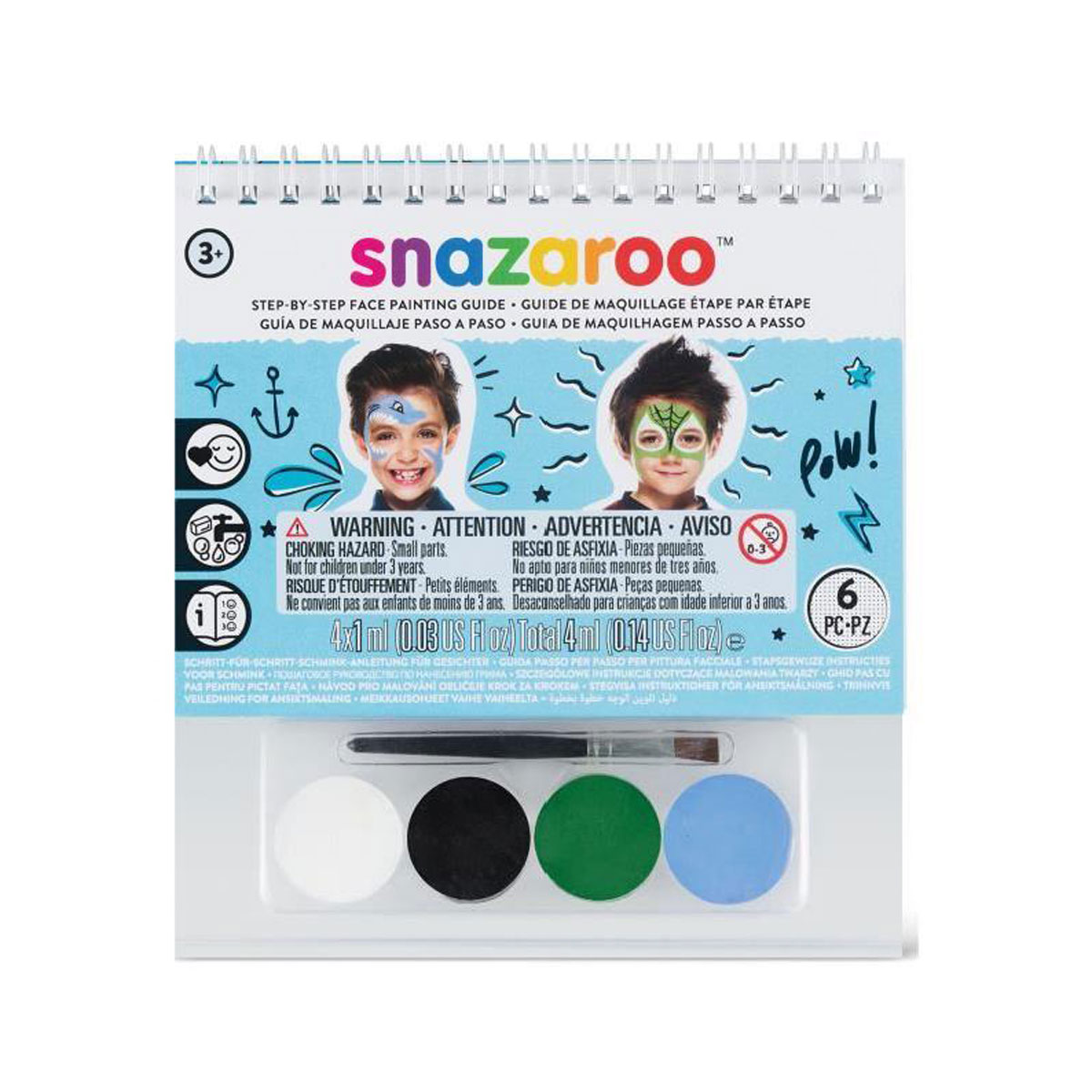 Mini livret et accessoires de maquillage garçon - Snazaroo