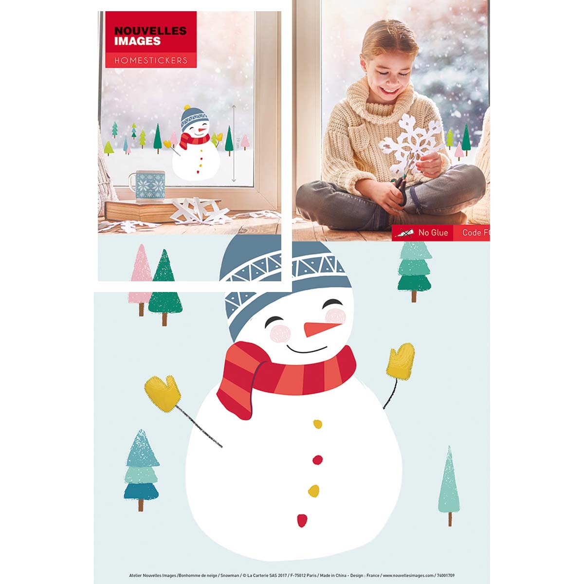 Sticker Bonhomme de neige pour fenêtre - 24x36 cm