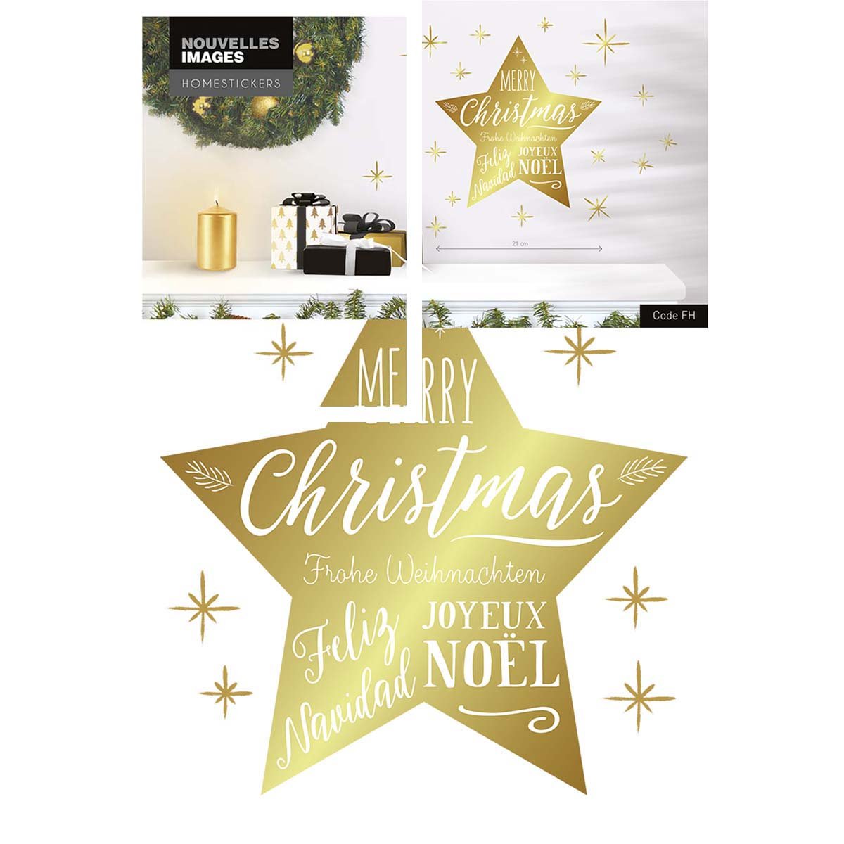 Sticker Etoiles de Noël pour fenêtre - 24x36 cm