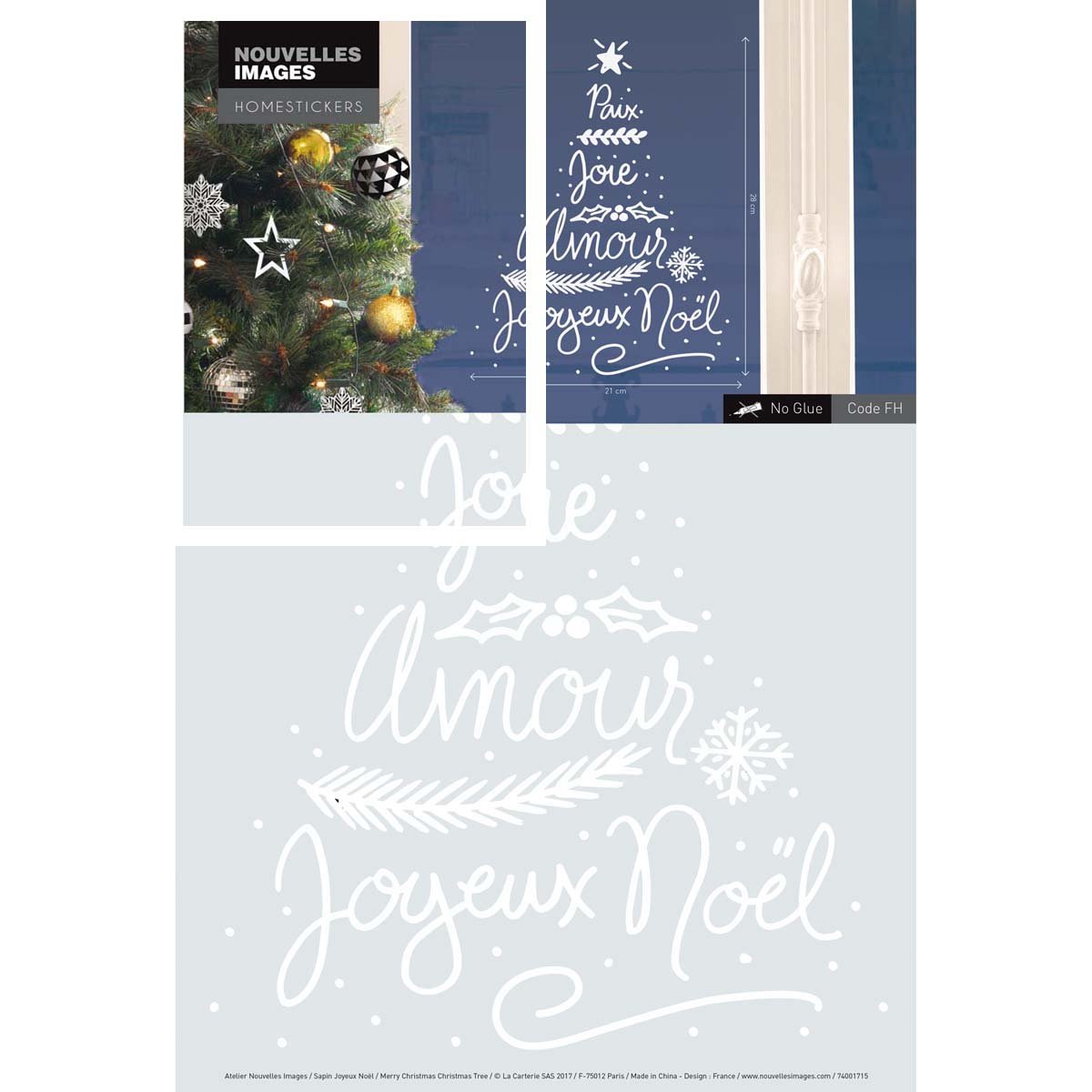 Sticker Paix Joie Amour pour fenêtre - 24x36 cm