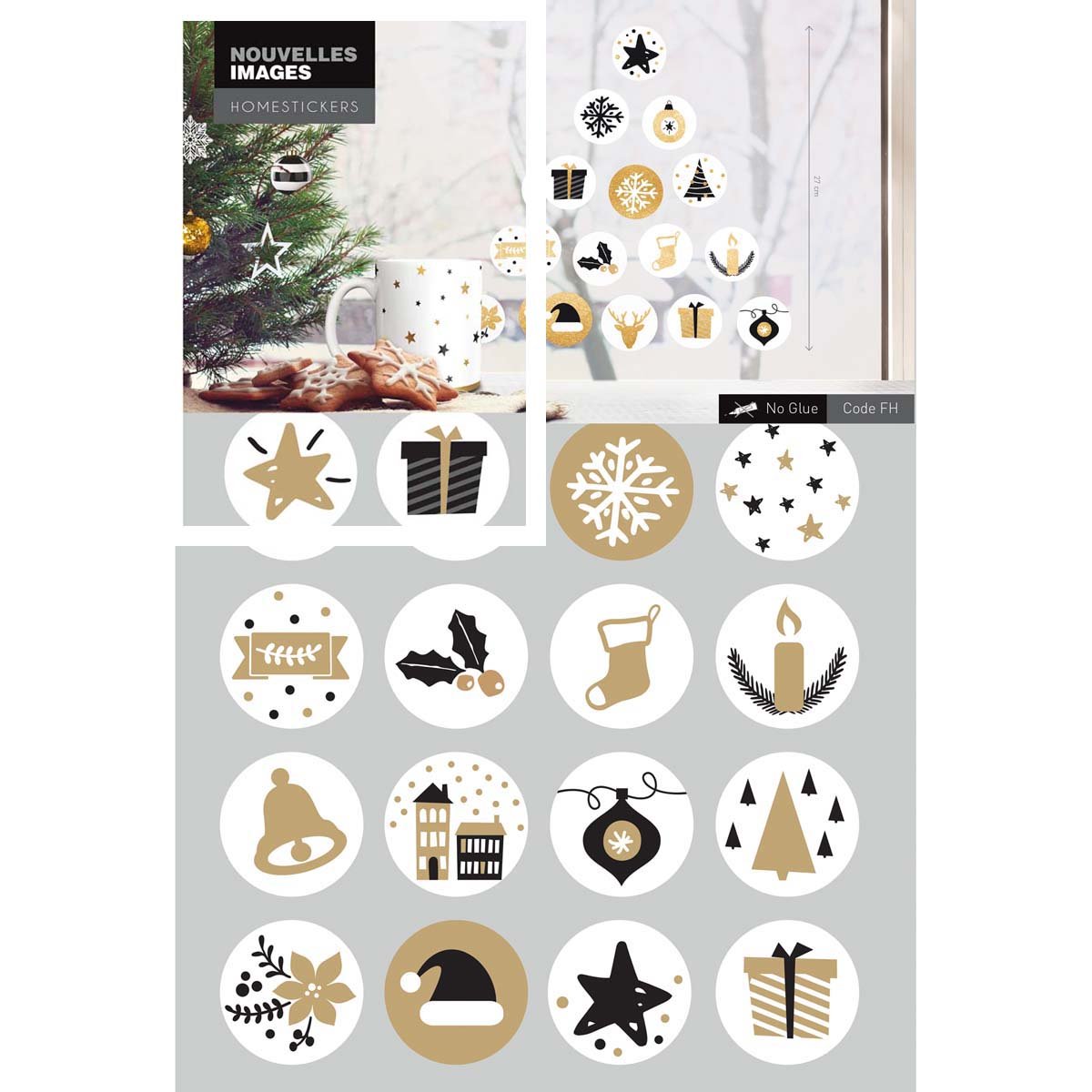 Sticker Symboles de Noël pour fenêtre - 24x36 cm