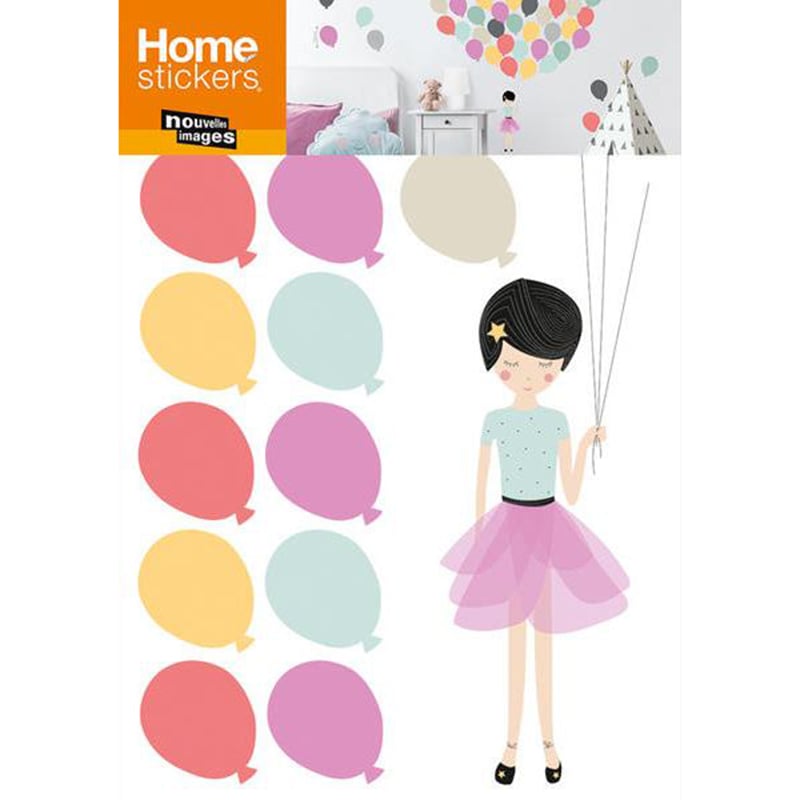 Sticker ballons colorés - 49x69 cm - Nouvelles Images 