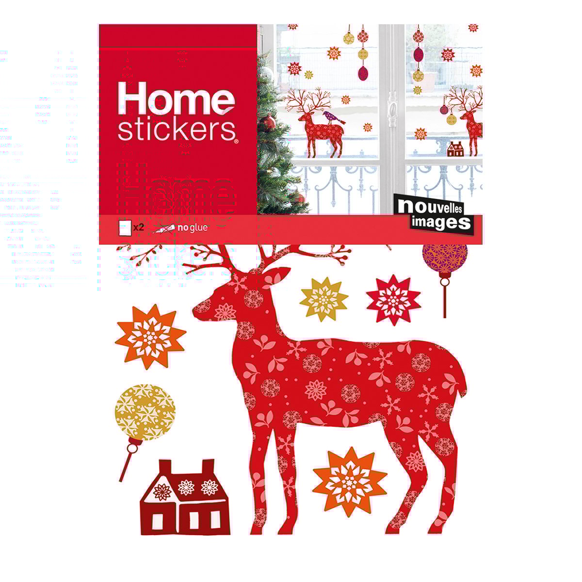 Stickers Noël et cerfs - 24x36cm