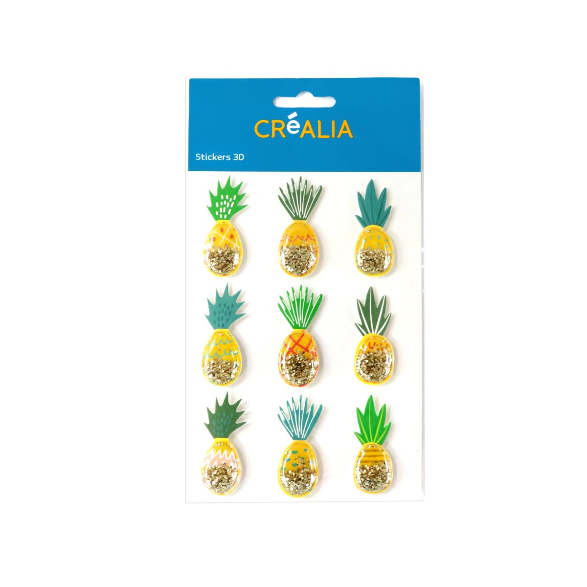 9 Stickers 3D ananas sheck - Créalia