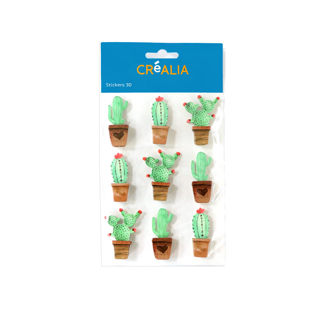 9 Stickers 3D cactus - Créalia