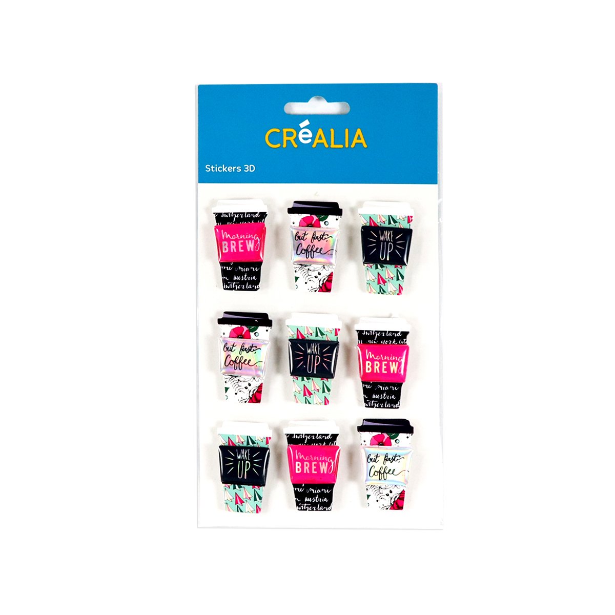 6 Stickers 3D coffee cup - Créalia