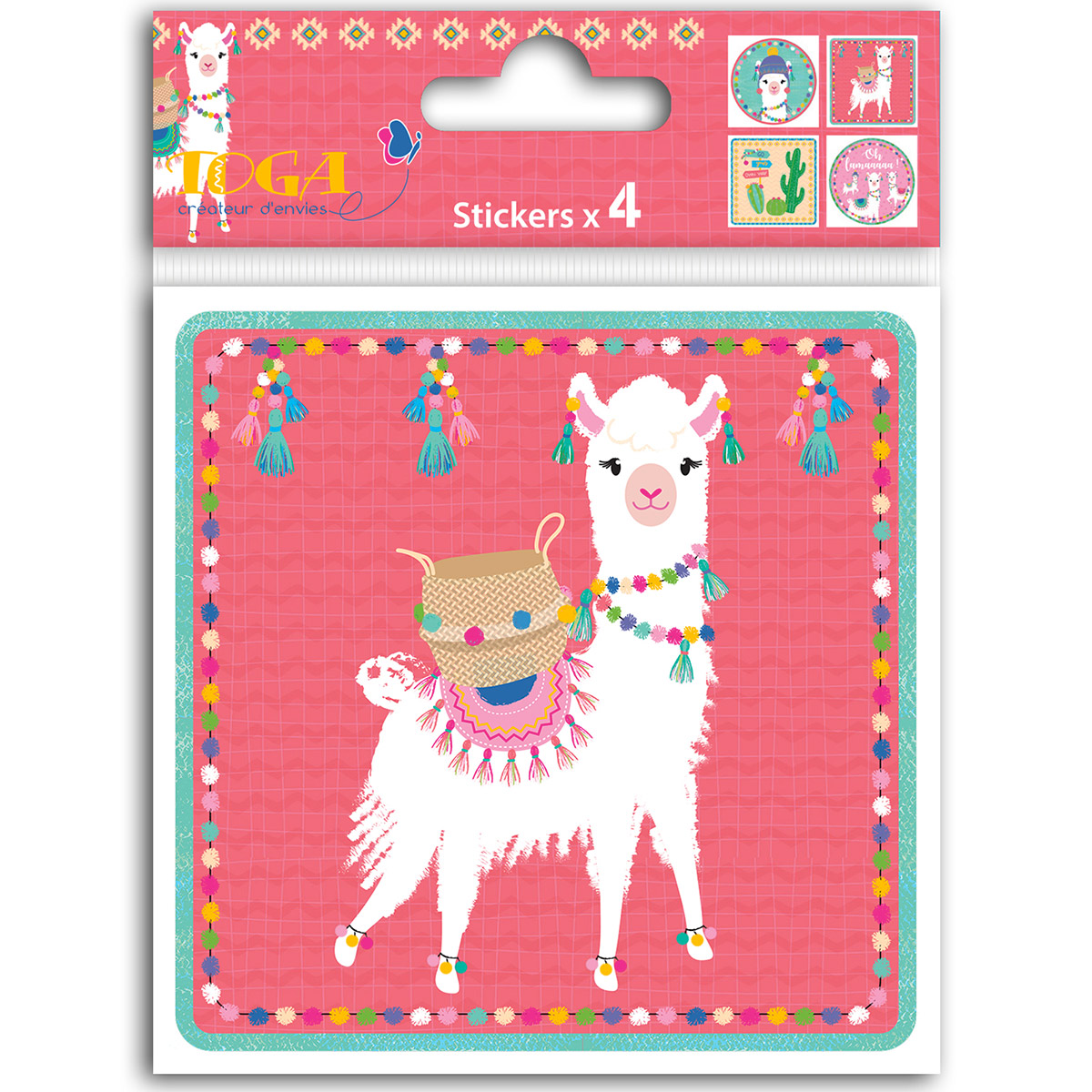 4 stickers fantaisie - 10 x 10 cm - Oh lama