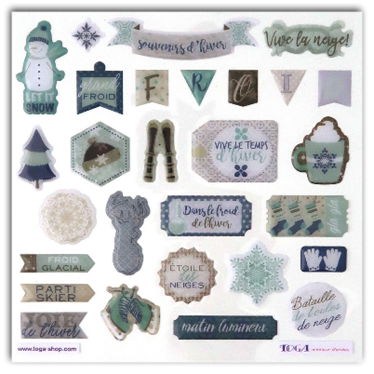28 Stickers epoxy - Let it snow