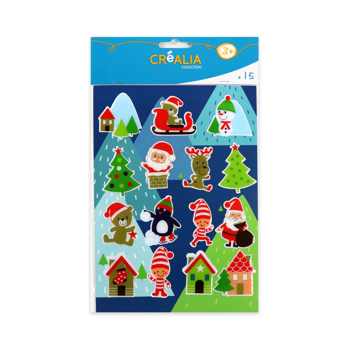 1 Planche de 15 stickers epoxy « Noël » - Créalia