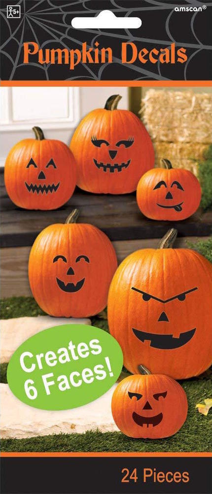 3 Décors adhésifs pour Citrouille - 24 pièces Halloween