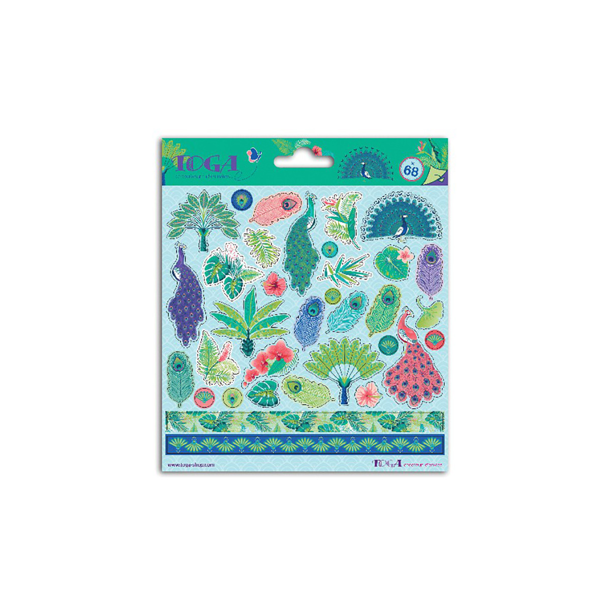 2 planches de stickers - Paons