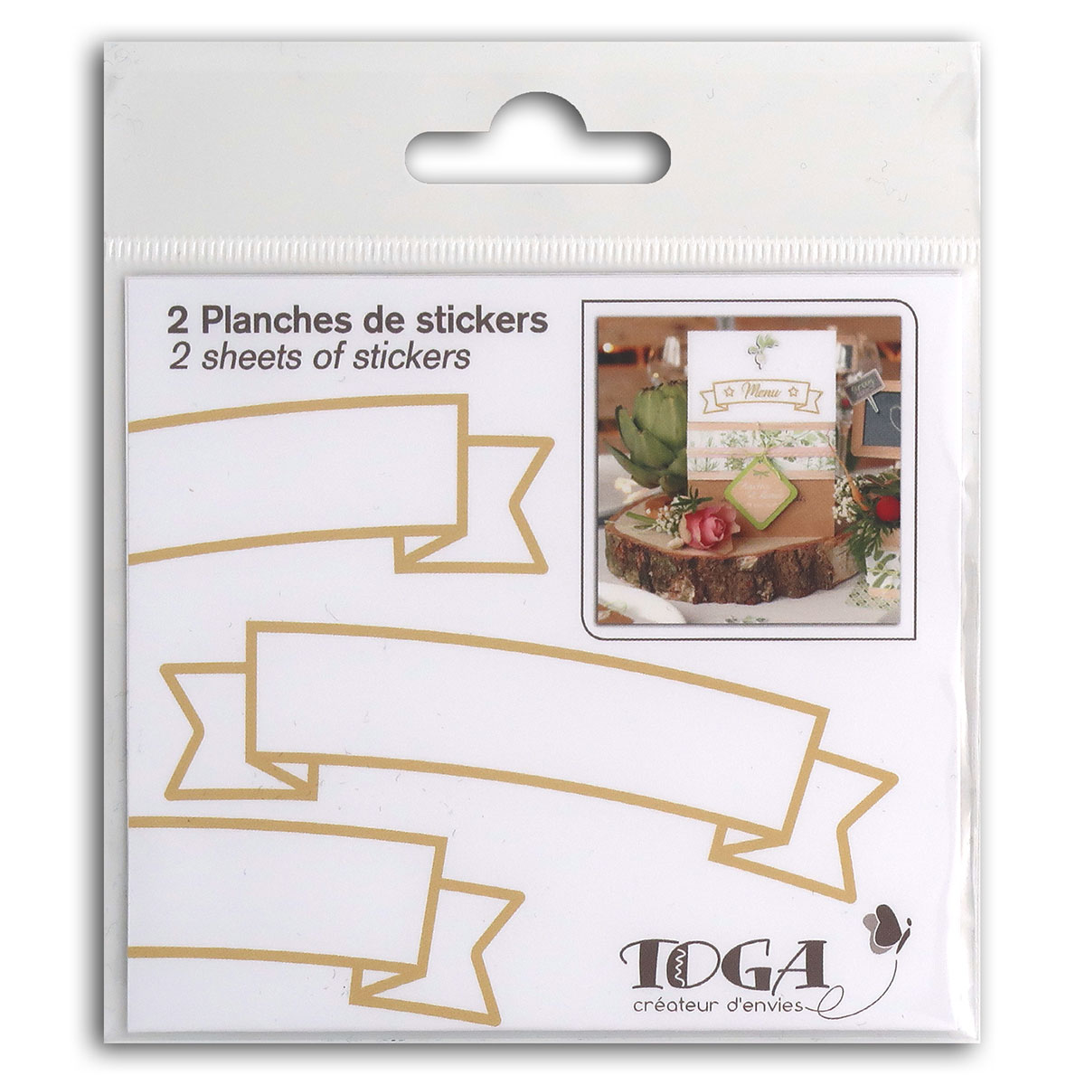 2 planches de stickers fantaisies dorés - Bannières