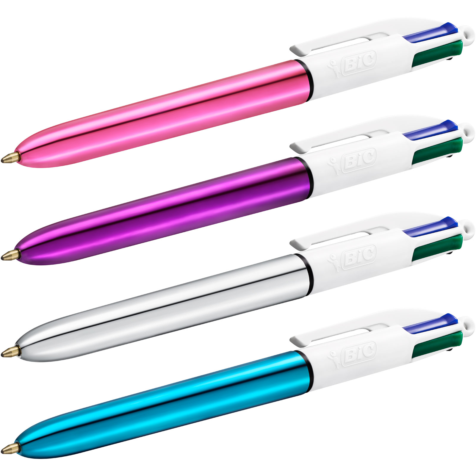 BIC 4 Couleurs Shine Stylos-Bille - Corps Assortis Métallisés