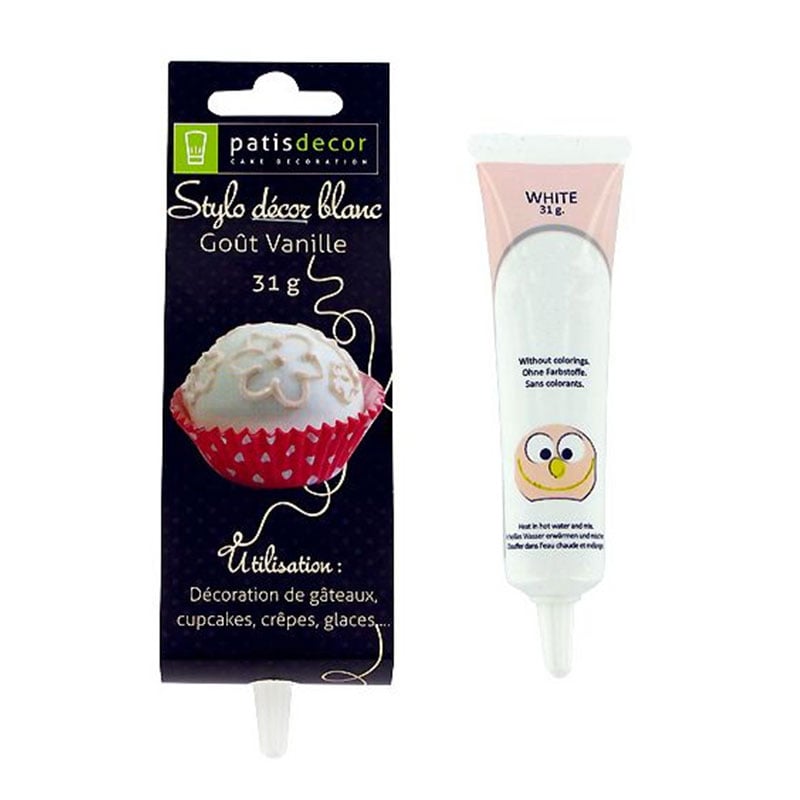 Stylo décor - blanc goût vanille - Patisdécor