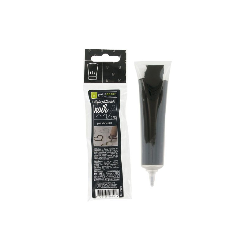 Stylo pâtissier noir goût chocolat - 32 g - Patisdécor