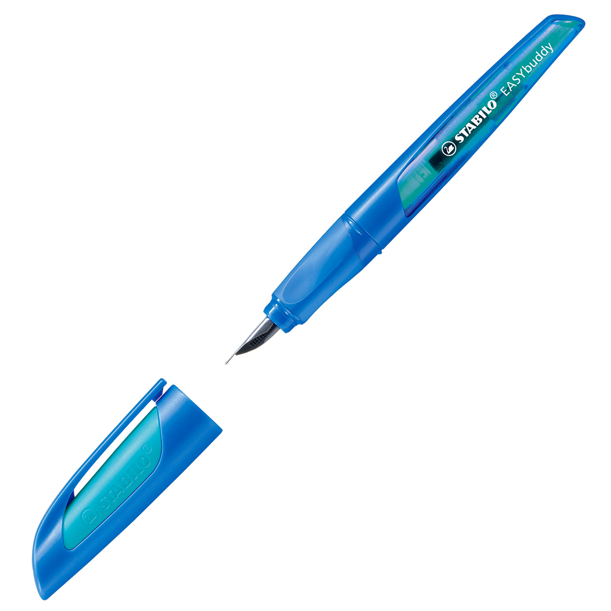 Stylo-plume ergonomique pour gaucher STABILO EASYbuddy - Bleu et Turquoise - Plume L