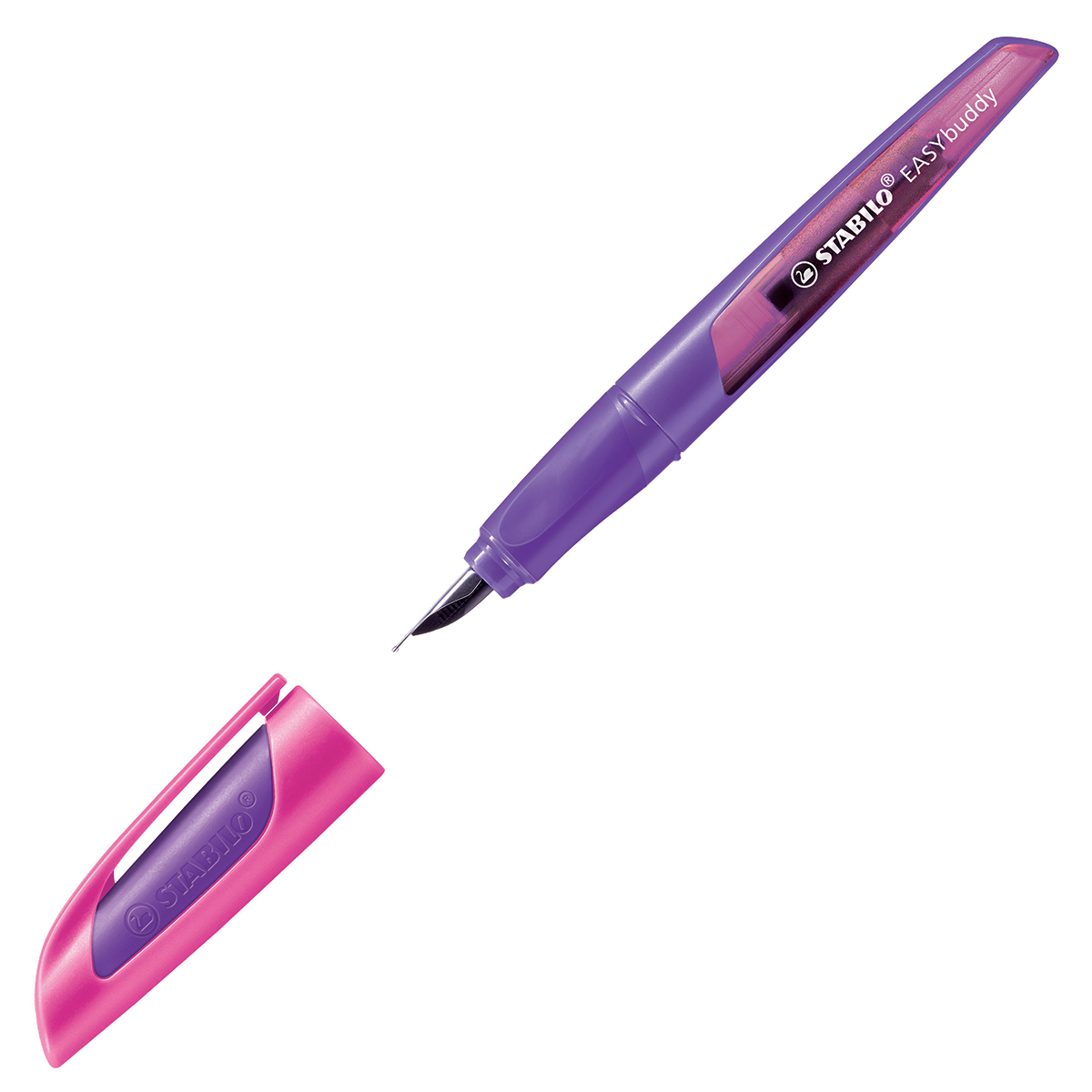 Stylo-plume ergonomique pour gaucher STABILO EASYbuddy - Rose et Violet - Plume L