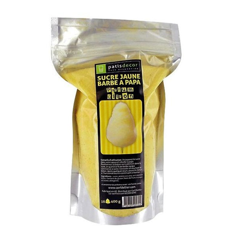 Sucre barbe à papa - Citron - 400g - Patisdécor