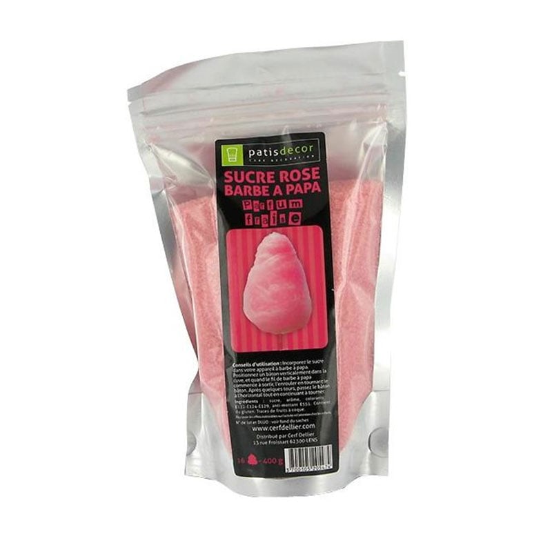 Sucre barbe à papa - Fraise - 400g - Patisdécor