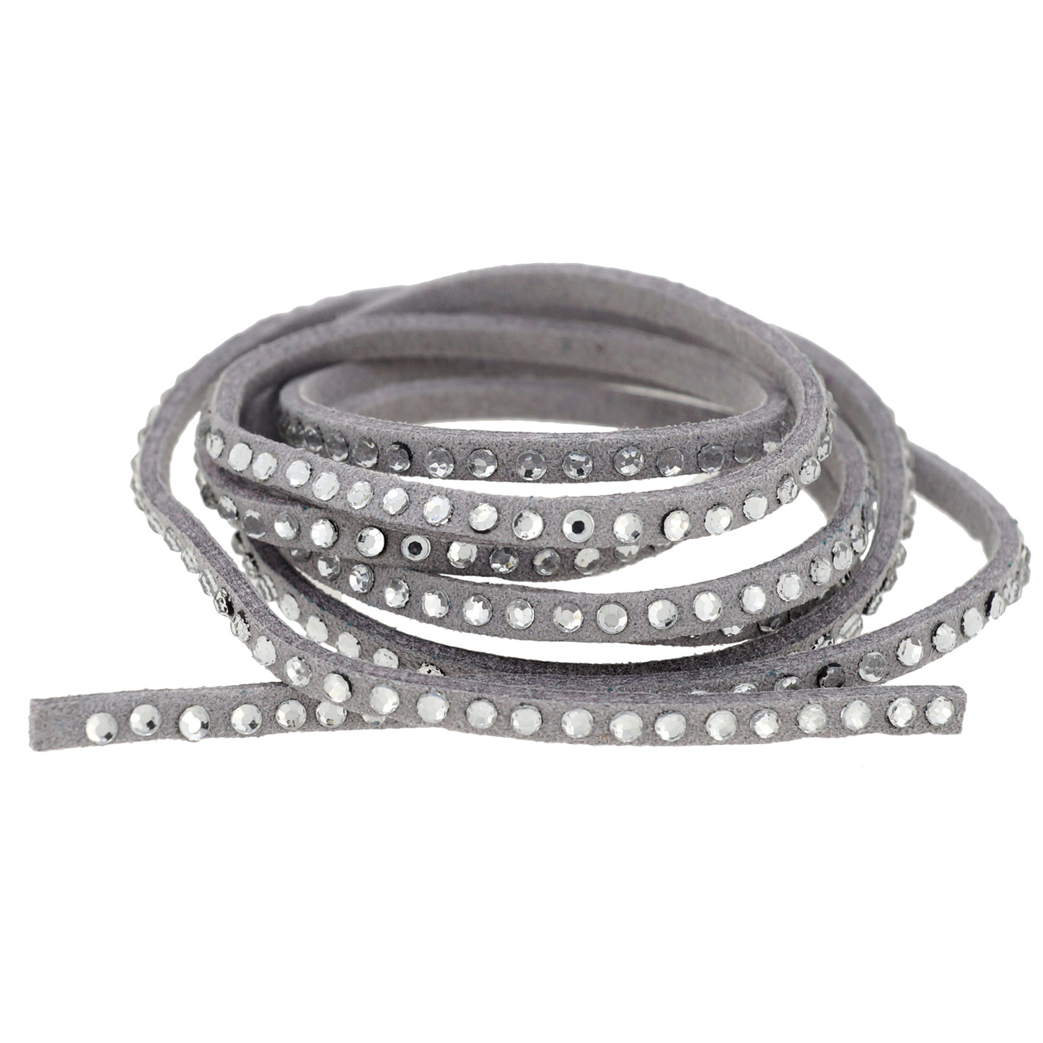 Suédine strassée - gris - 3mm x 1m