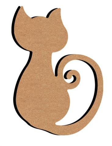 Support bois - chat enroulé - 15 cm