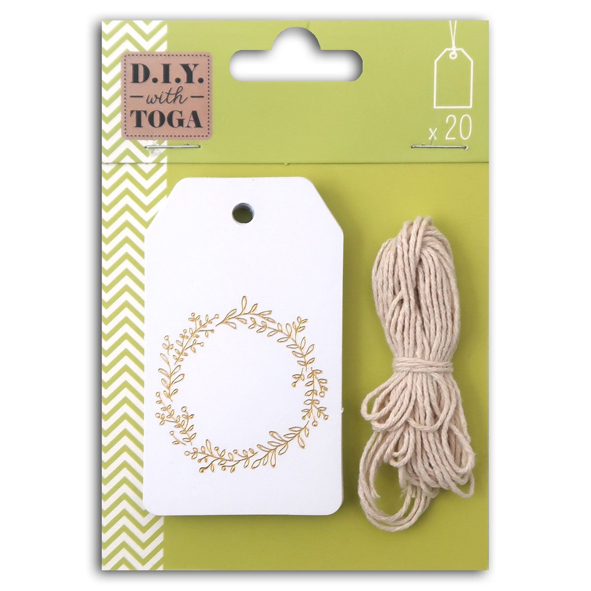 Set de 20 étiquettes blanches - A suspendre - Couronne fleurie