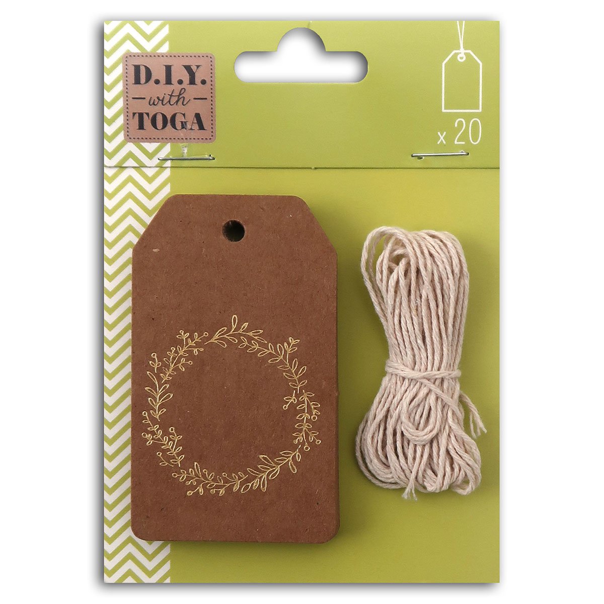 Set de 20 étiquettes krafts - A suspendre - Couronne fleurie