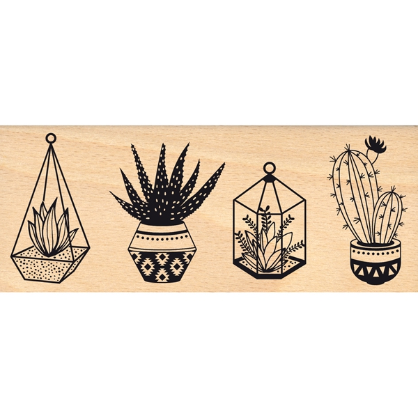 Tampon bois - Bordure cactus - Florilèges Design