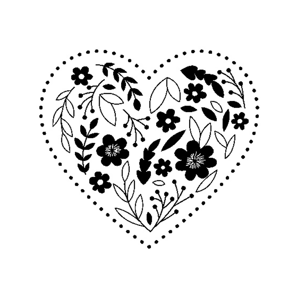 Tampon bois petit cœur brodé - Artemio