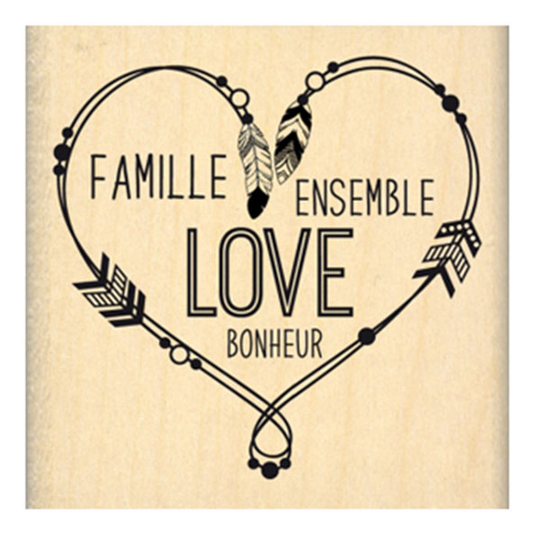 Tampon bois - Cœur perlé - Florilèges Design