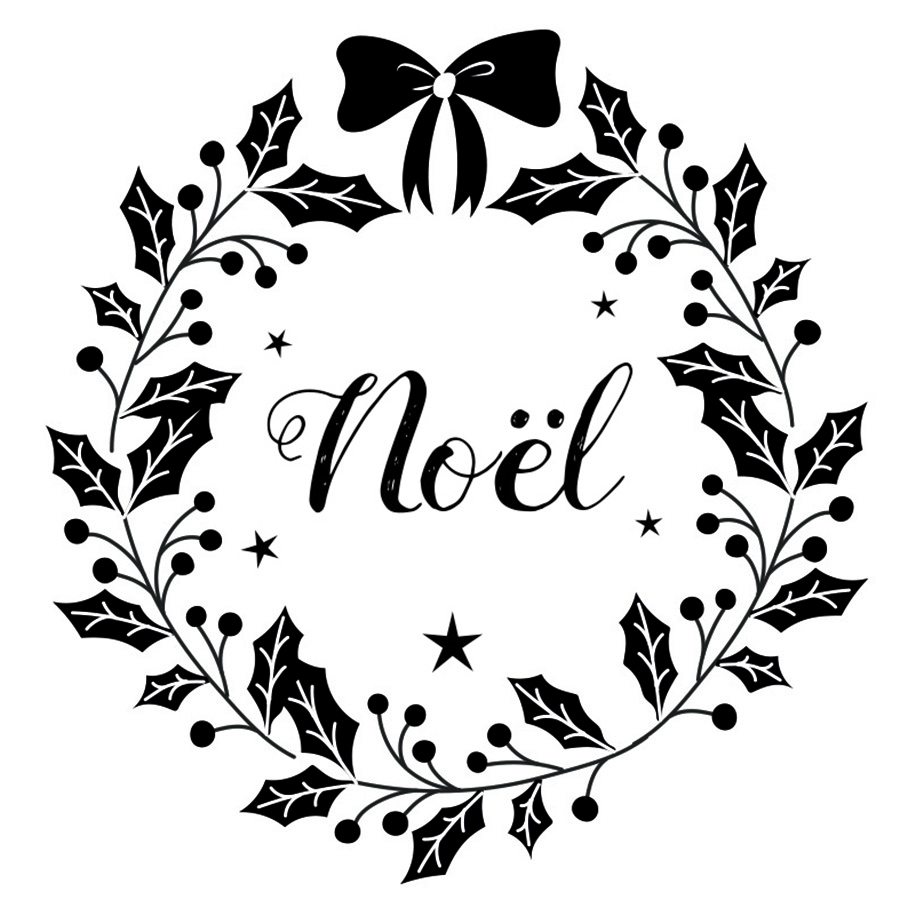 Tampon bois motif Couronne de Noël