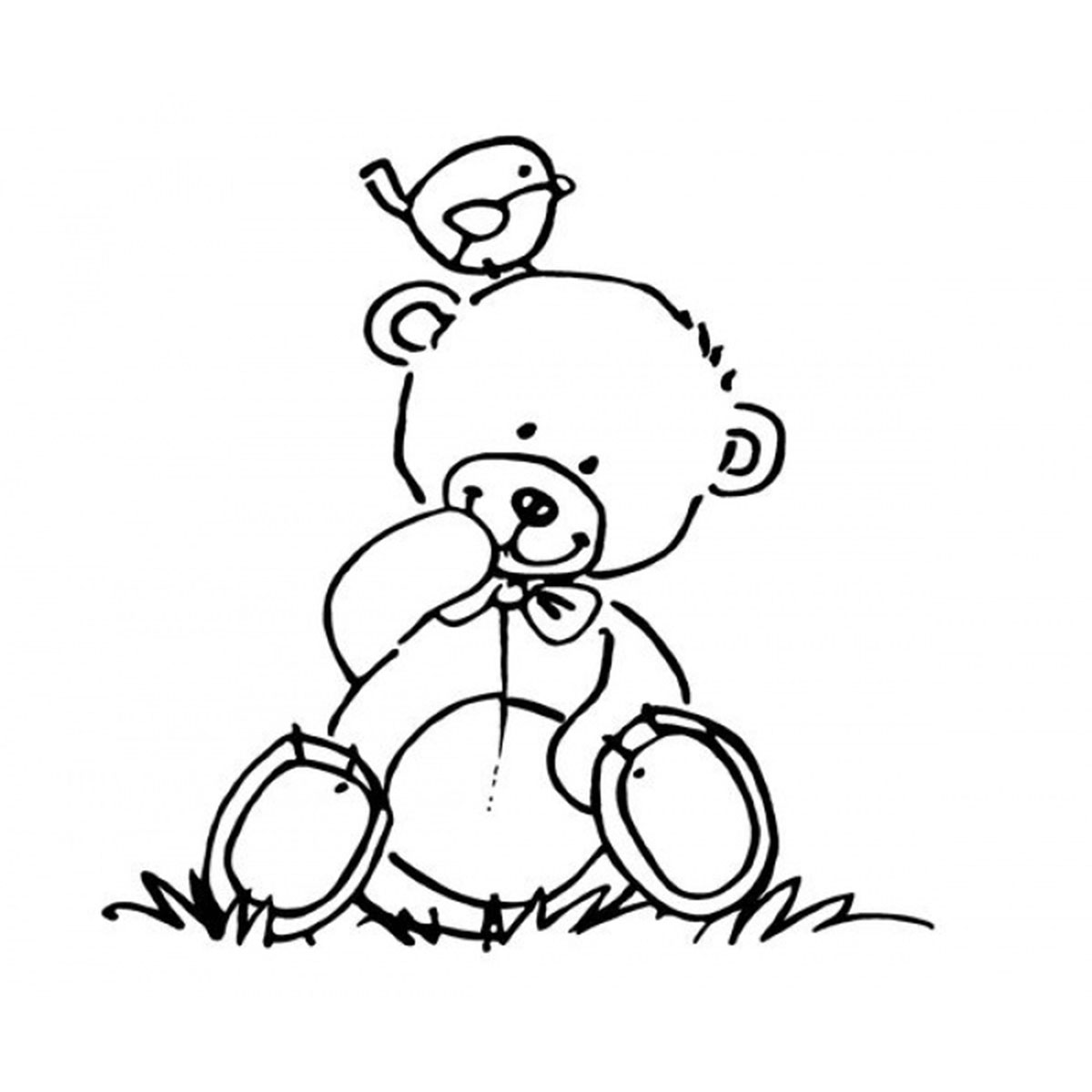 Tampon bois Ourson et oiseau - Artemio