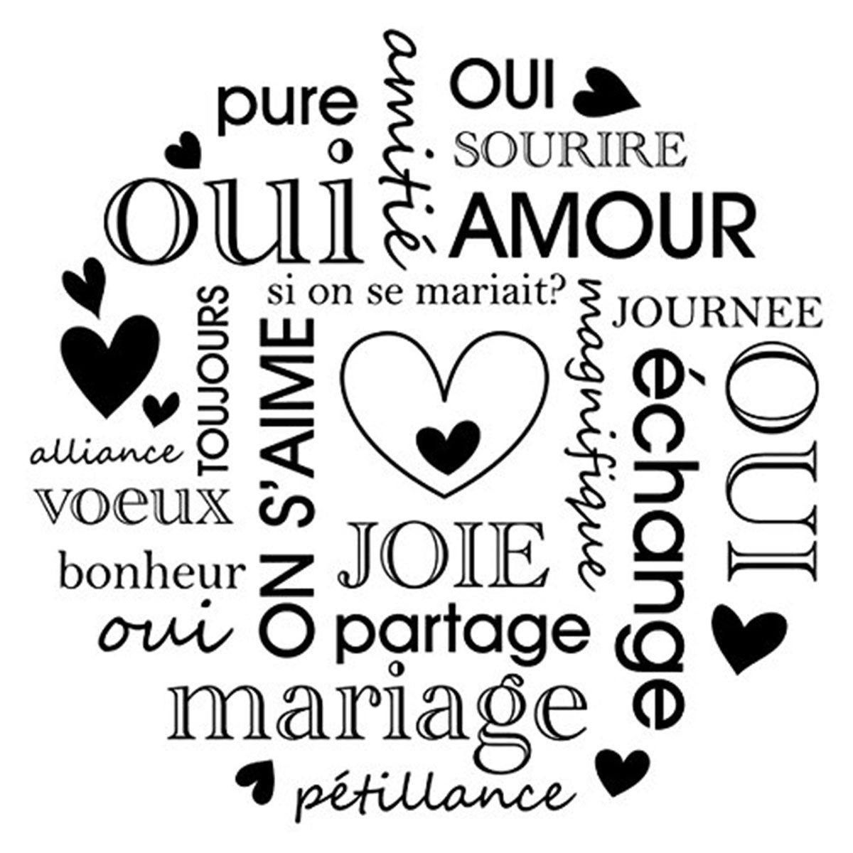 Tampon bois Texte amour rond - Artemio